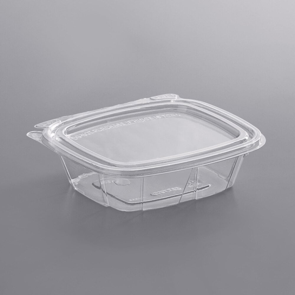 Dart CH8DEF ClearPac SafeSeal 8 oz clear tamper-evident hinged deli container with flat lid