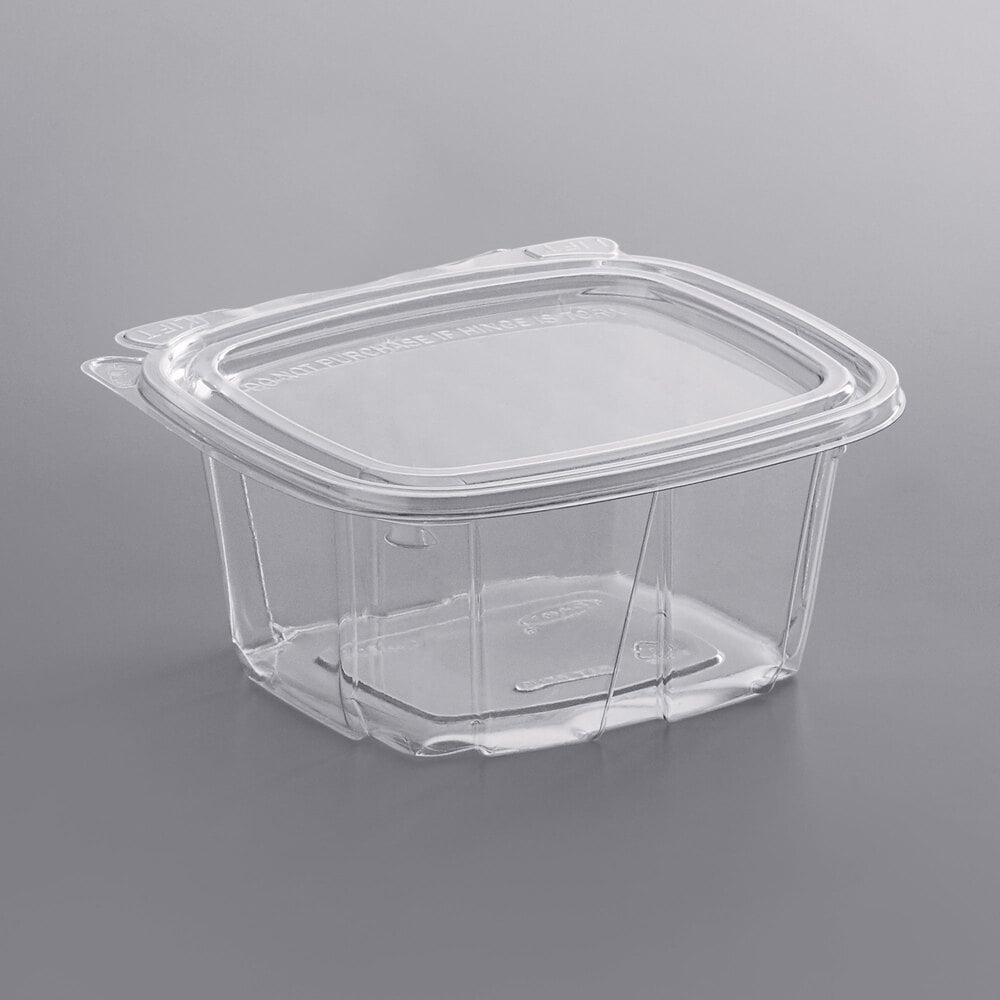 Dart CH16DEF ClearPac SafeSeal 16 oz clear tamper-evident hinged deli container with flat lid