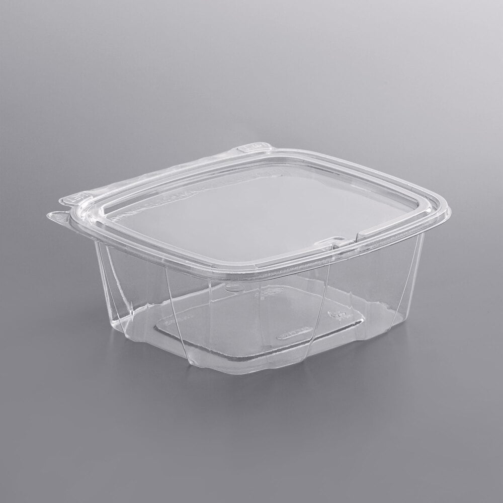 Dart CH32DEF ClearPac SafeSeal 32 oz clear tamper-evident hinged deli container with flat lid