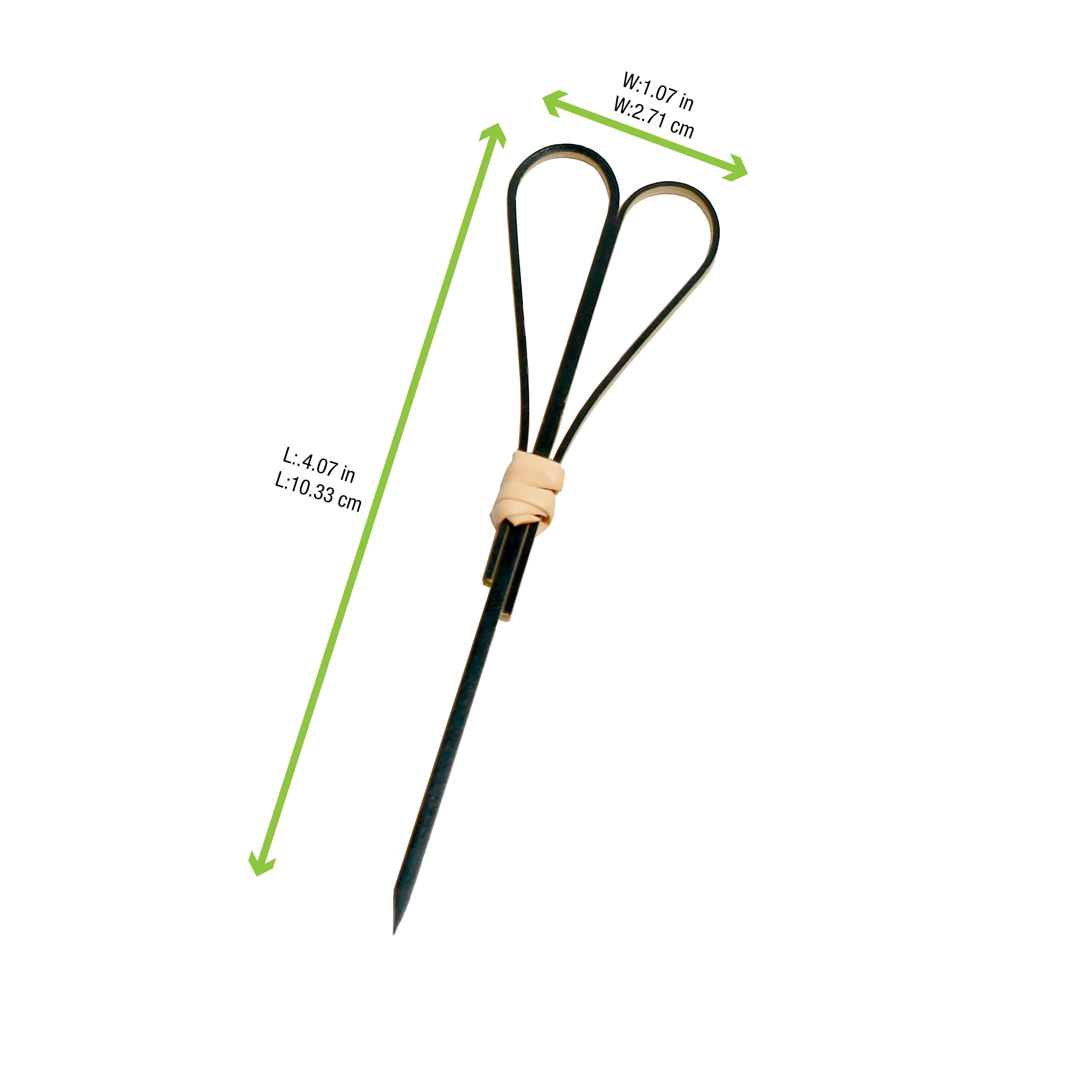 Black Bamboo Skewer With Looped Heart Design - 3.9in - 2000 Pcs