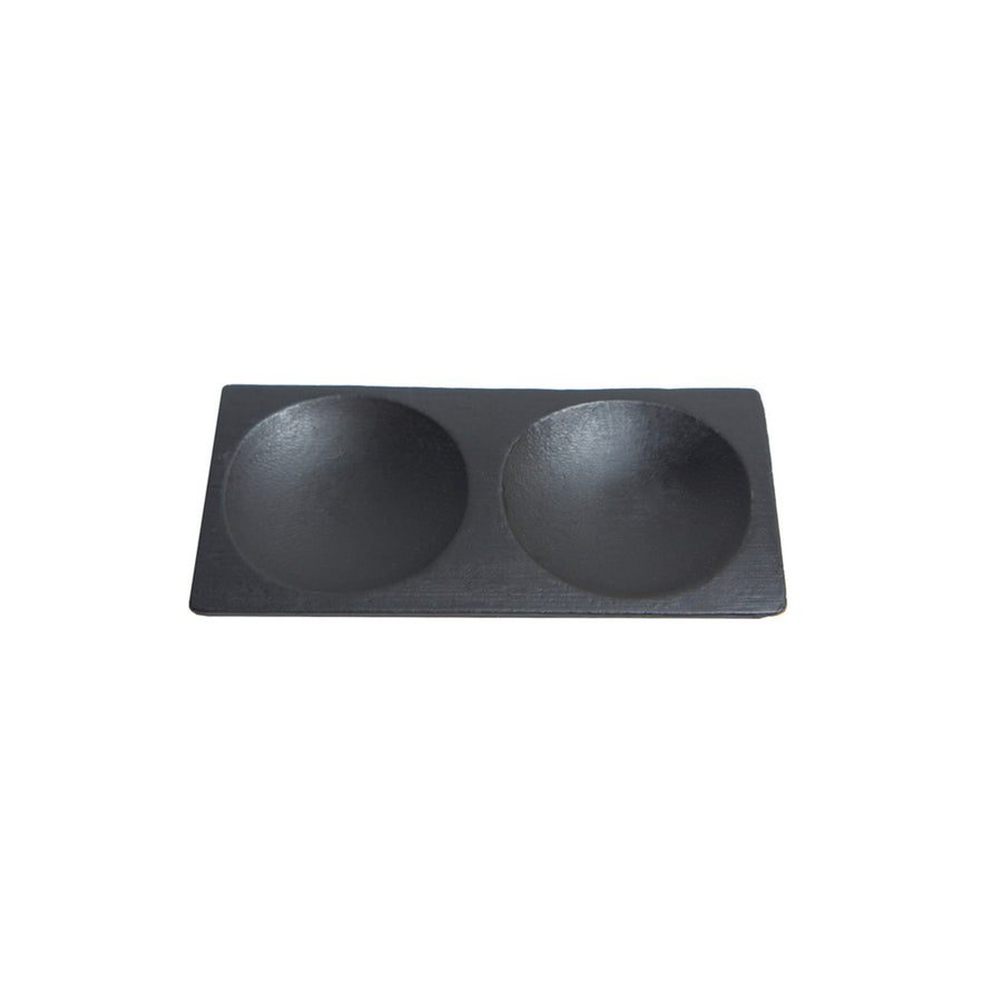 Mini Black Bamboo Plate 2 Compartments - 4.7 X 2.4in - 96 Pcs