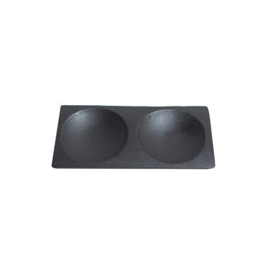 Mini black bamboo plate 2 compartments 209BBGALGAL for appetizers
