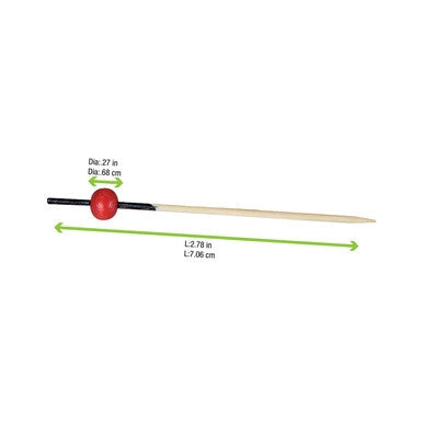 KITA Bamboo Pick with 1 Red Bead & Black End - L:2.8in - 2000 kits