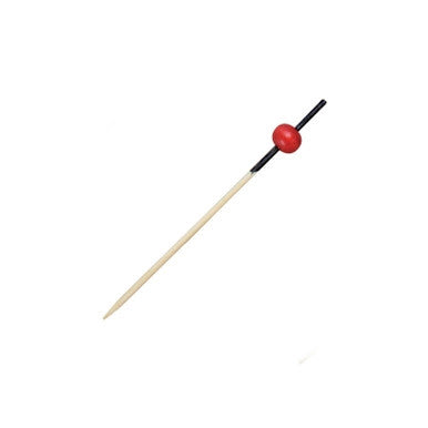 KITA Bamboo Pick with 1 Red Bead & Black End - L:2.8in - 2000 kits