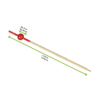 KYOTO Bamboo Pick with 1 Red Bead & Red End - L:3.5in - 2000 pcs