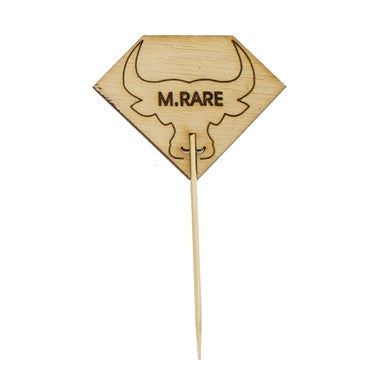 Diamond Shaped Steak Markers with Bull Head Medium Rare - L:3.7in W:2.1in - 1000 pcs