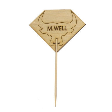 Diamond Shaped Steak Markers with Bull Head Medium Well - L:3.7in W:2.1in - 1000 pcs