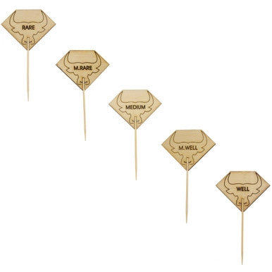 Diamond Shaped Steak Markers with Bull Head Medium - L:3.7in W:2.1in - 1000 pcs