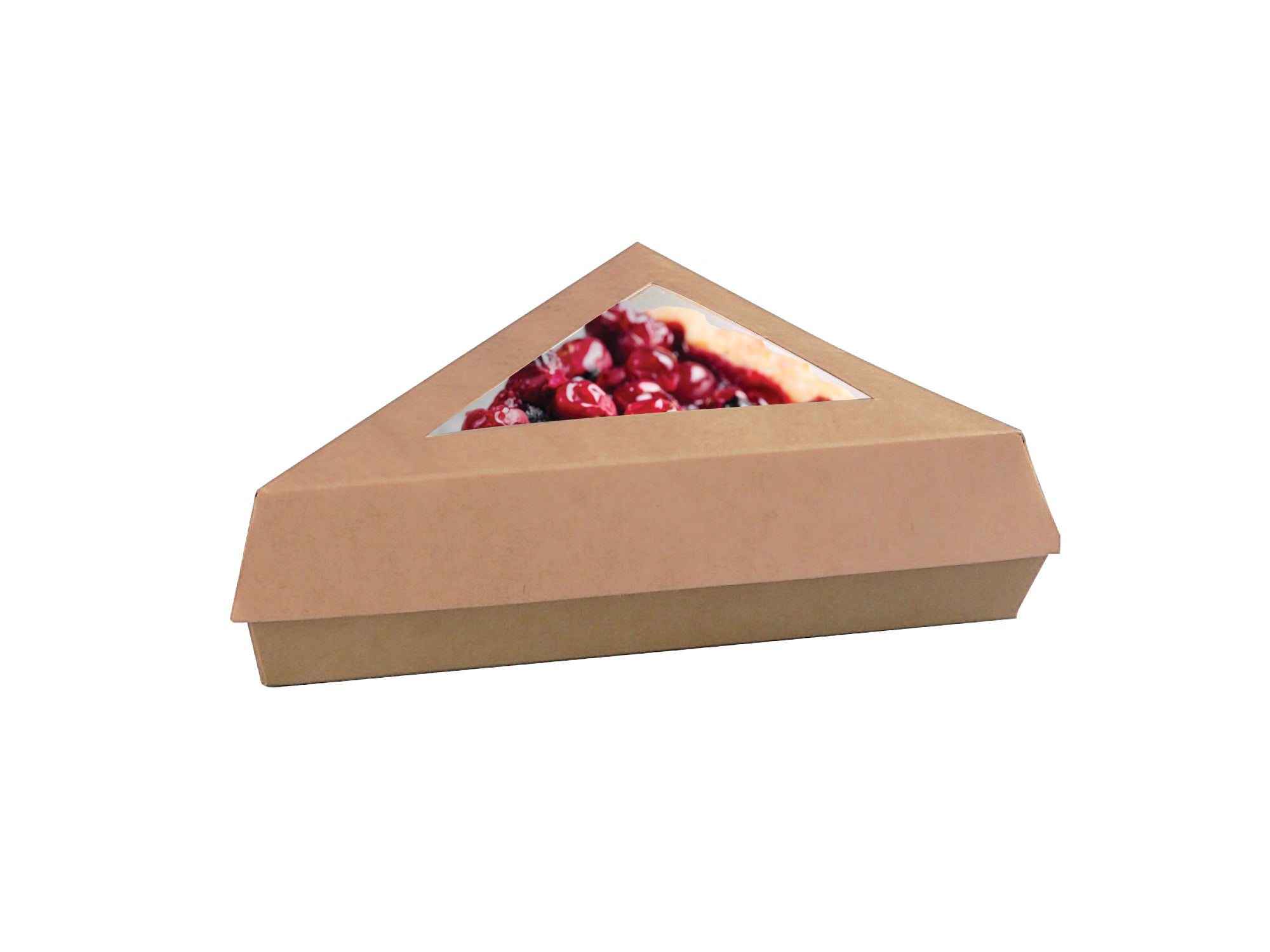 Kraft Slice Box With PE Window Lid - 12oz 6.6 X 6.6 X 5.1in - 200 Pcs