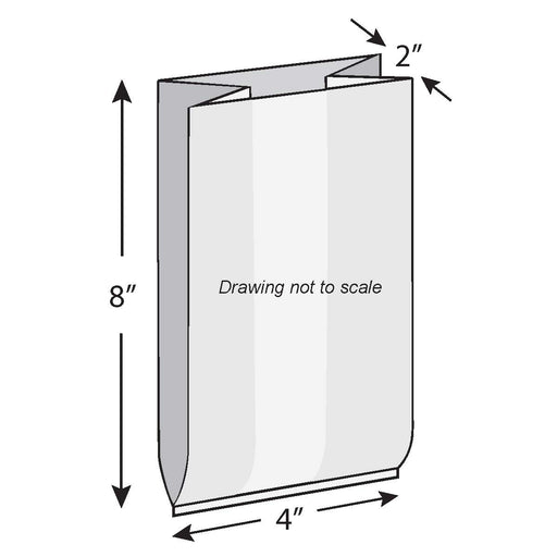Elkay Plastics 20G-042008 2 mil Low Density Gusset Bag, 4" x 2" x 8", Clear (Pack of 1000)