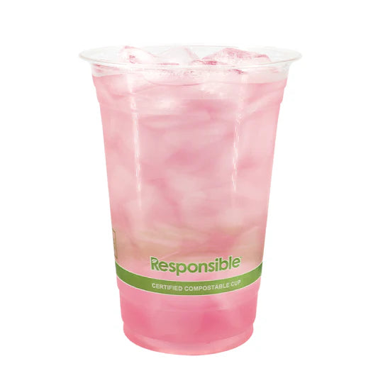 Bulk case compostable clear cold cups