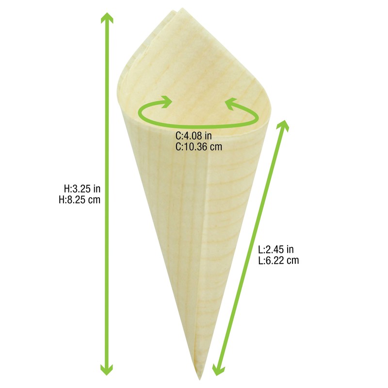Mini Wooden Appetizer Cones 3.25" — Catering Serving Cones | 1000 Count