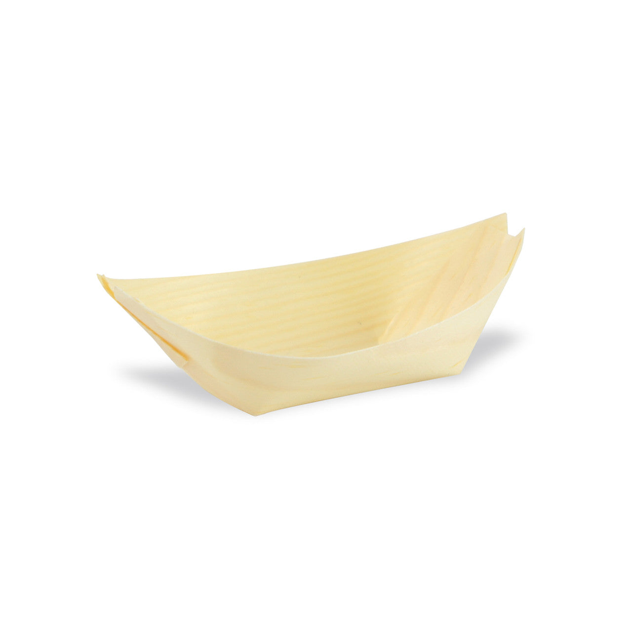 PacknWood Medium Wooden Boat 2.5oz — Compostable Appetizer & Snack Serving Dish | 800/Case — 210BBOIS41