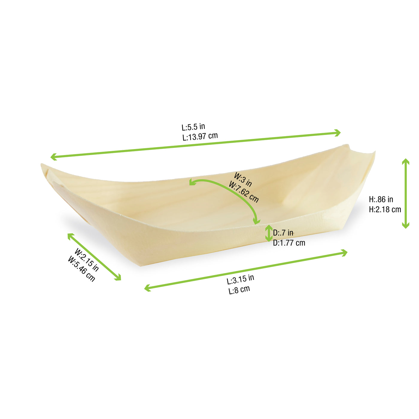 PacknWood Medium Wooden Boat 3.5oz — Compostable Appetizer & Street Food Serving Dish | 500/Case — 210BBOIS146