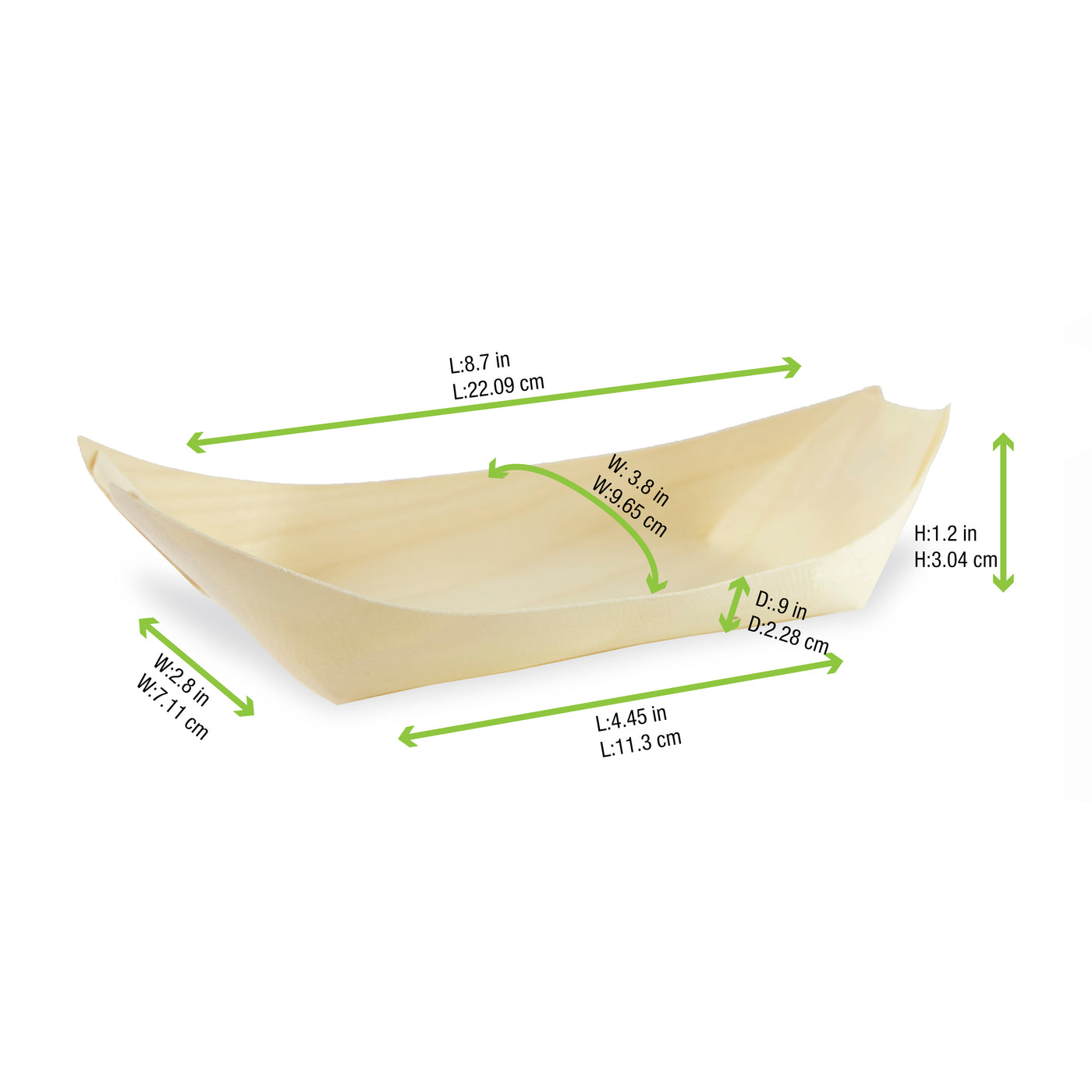 PacknWood Large Wooden Boat 12oz — Compostable Fries & Street Food Serving Dish | 500/Case — 210BBOIS23