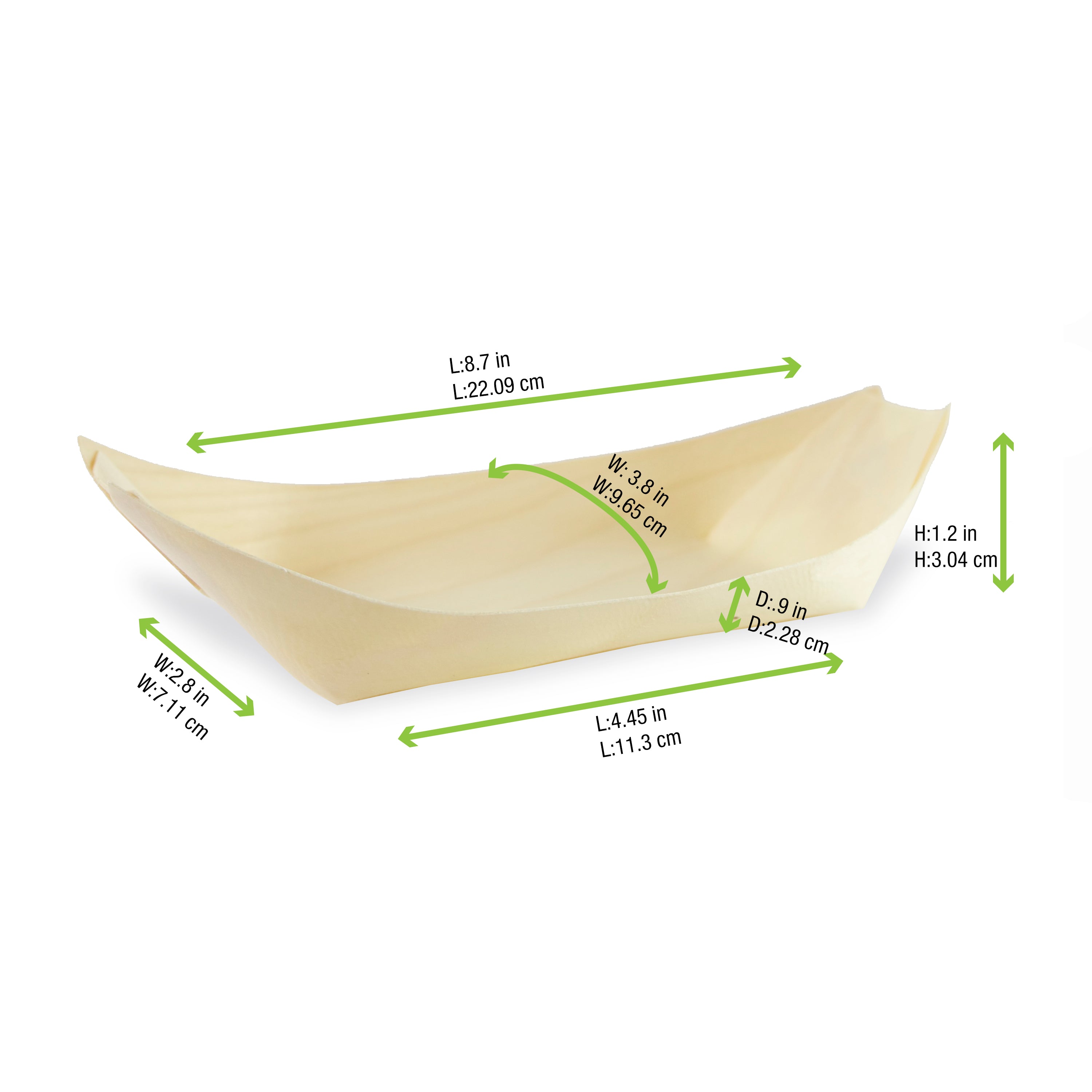 PacknWood Large Wooden Boat 12oz — Compostable Fries & Street Food Serving Dish | 500/Case — 210BBOIS23