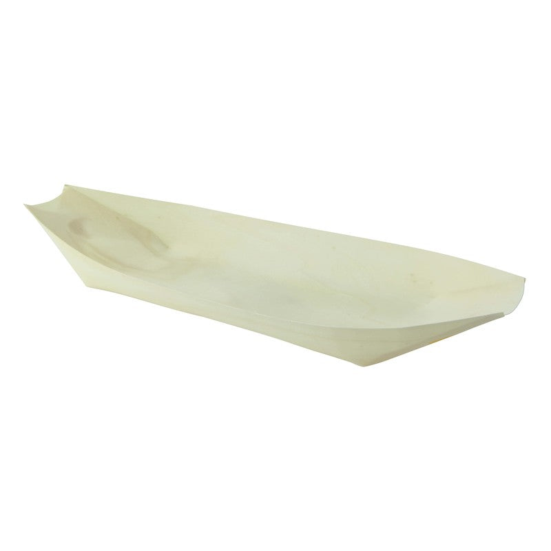 PacknWood Large Wooden Boat 18oz — Compostable Loaded Fries & Entrée Serving Tray | 200/Case — 210BBOIS32