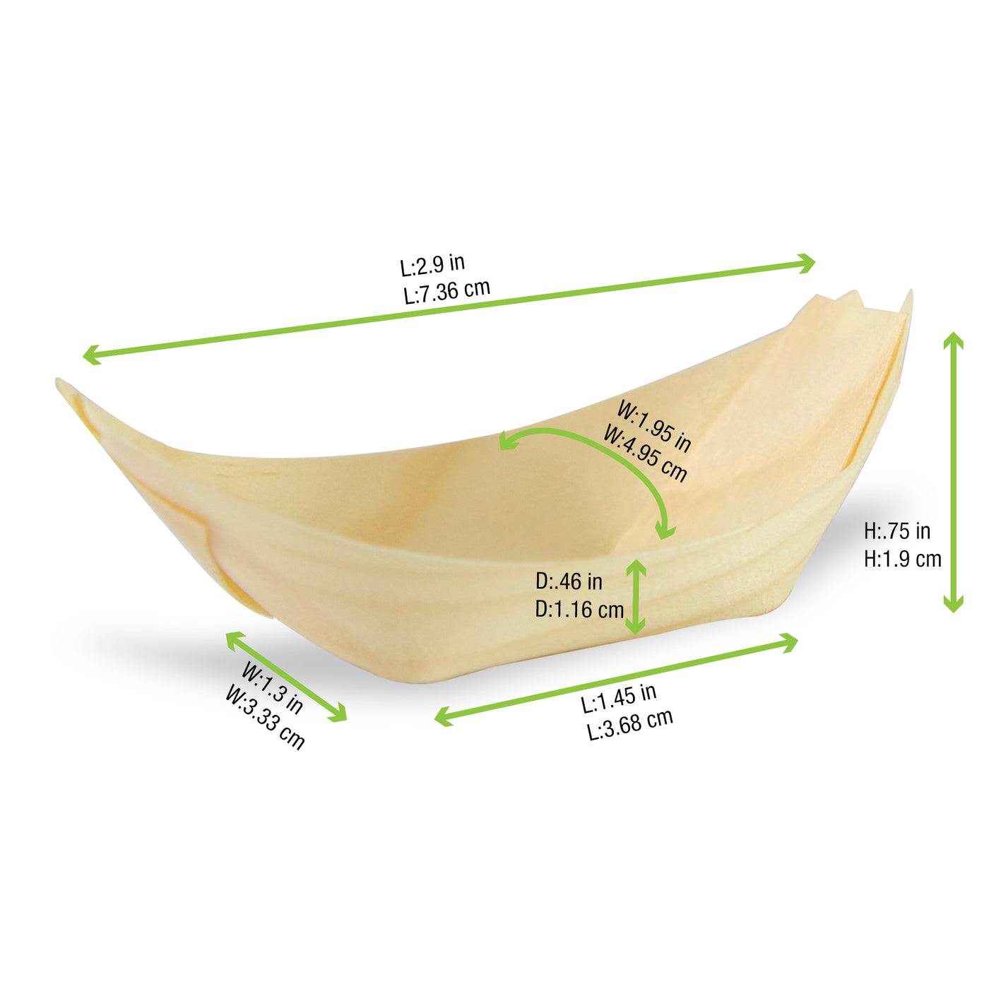PacknWood Mini Wooden Boat 1oz — Compostable Appetizer & Tasting Serving Dish | 500/Case — 210BBOIS71