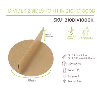 2-Side Kraft Divider for Food Containers – Fits 210PCP1100K & 210PCCO1200K (360/Case)