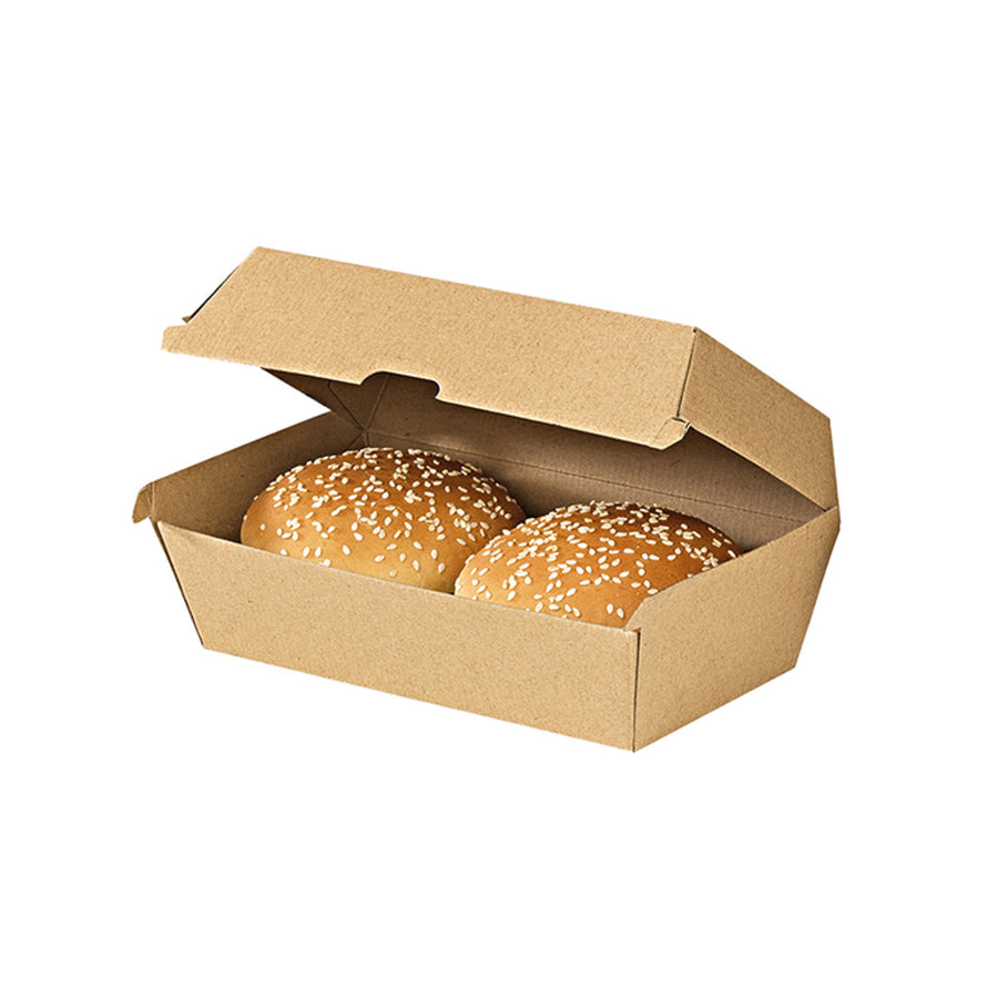 Kraft Corrugated Hamburger Clamshell Take Out Box - 8.9 X 4.9 X 3.2in - 200 Pcs 200 Pcs/Cs