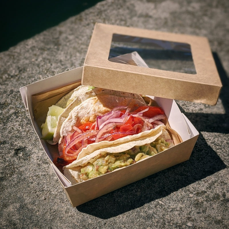 Kray Boxes With PET Window Lid - 32oz 5.5 X 5.5 X 2in - 250 Pcs (Avail. Kraft or White)