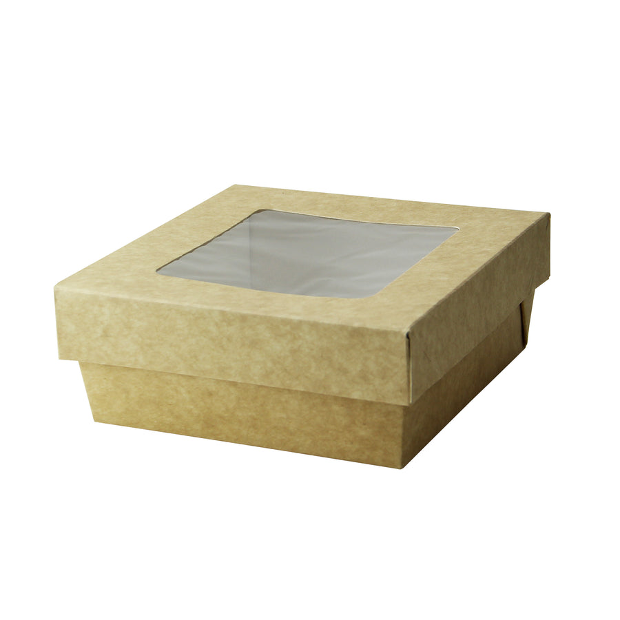 Kray Boxes With PET Window Lid - 24oz 4.7 X 4.7 X 2in - 250 Pcs (Avail. Kraft or White)