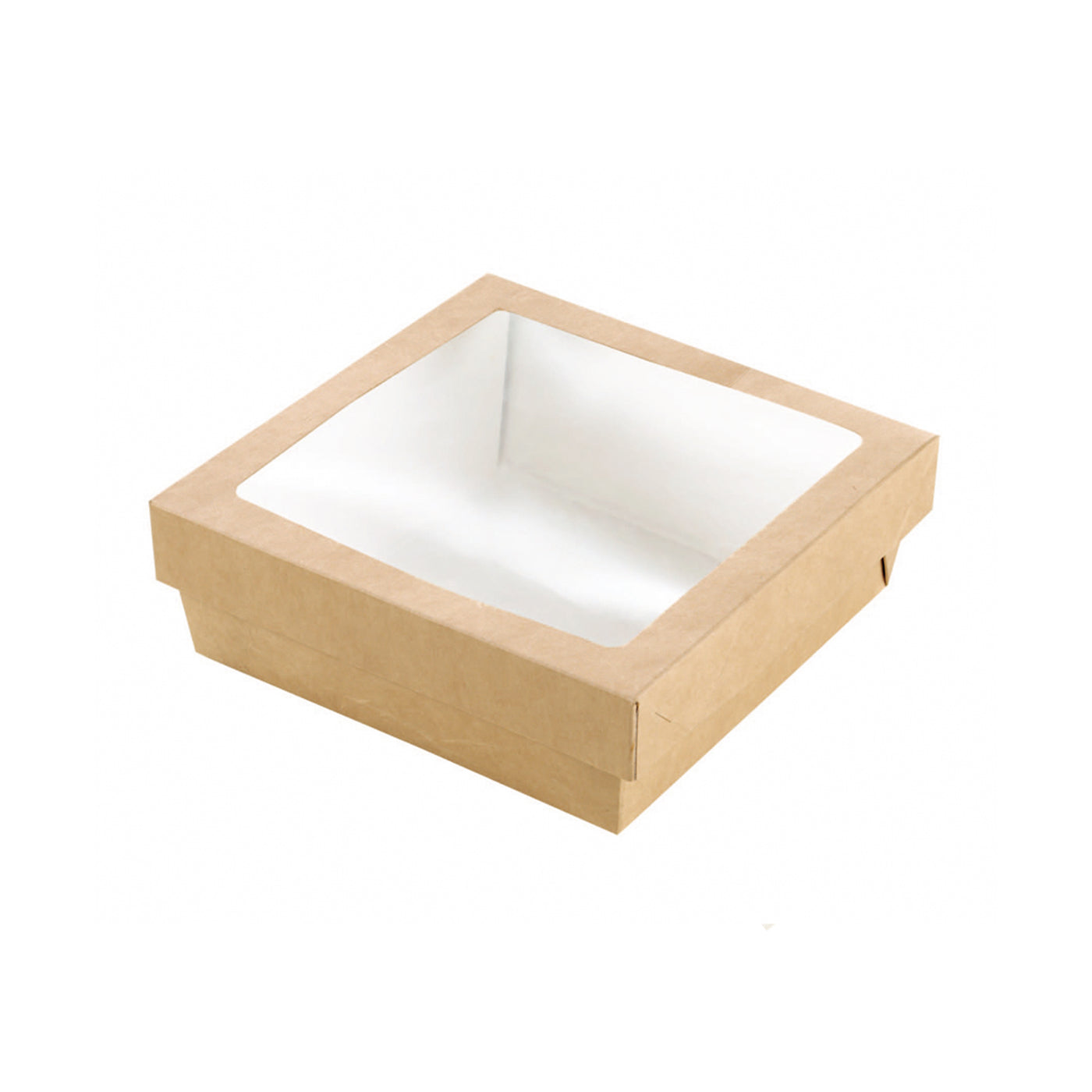 Kray Boxes With PET Window Lid - 32oz 5.5 X 5.5 X 2in - 250 Pcs (Avail. Kraft or White)