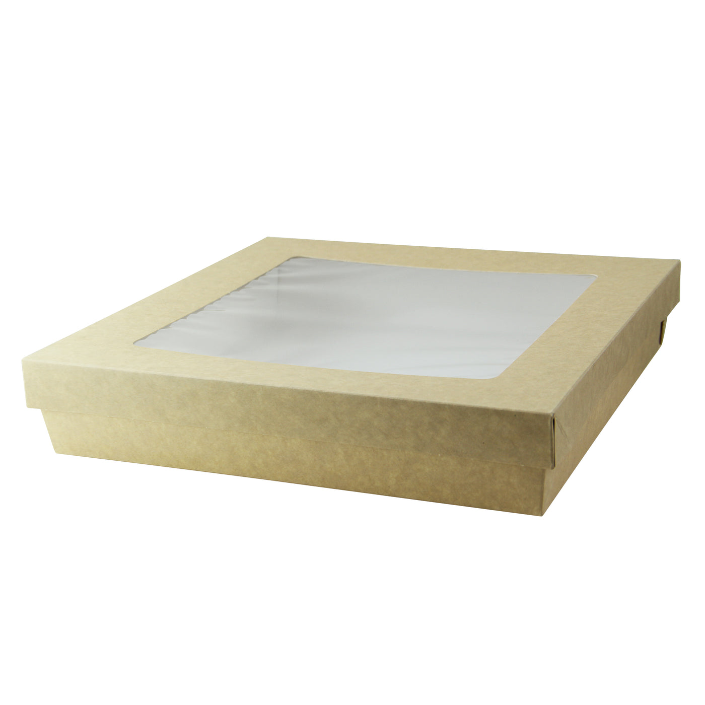 Kraft Kray Boxes With PET Window Lid - 100oz 9.8 X 9.8 X 2in - 100 Pcs