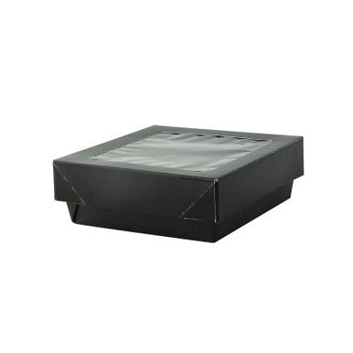 Bakeable Black Kray Box with clear PET lid, 12oz, PacknWood 210KRAYBAK115