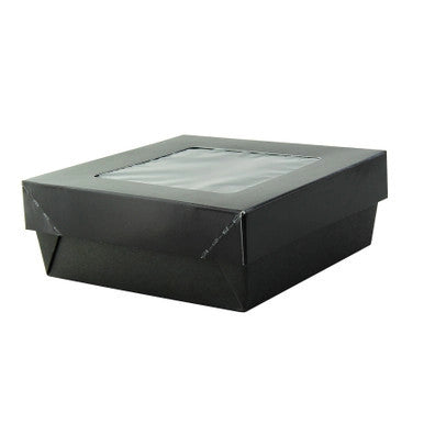 Bakeable Black Kray Box with clear PET lid, 22oz, PacknWood 210KRAYBAK135