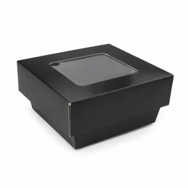 Bakeable Black Kray Box with clear PET lid, 7oz, PacknWood 210KRAYBAK85