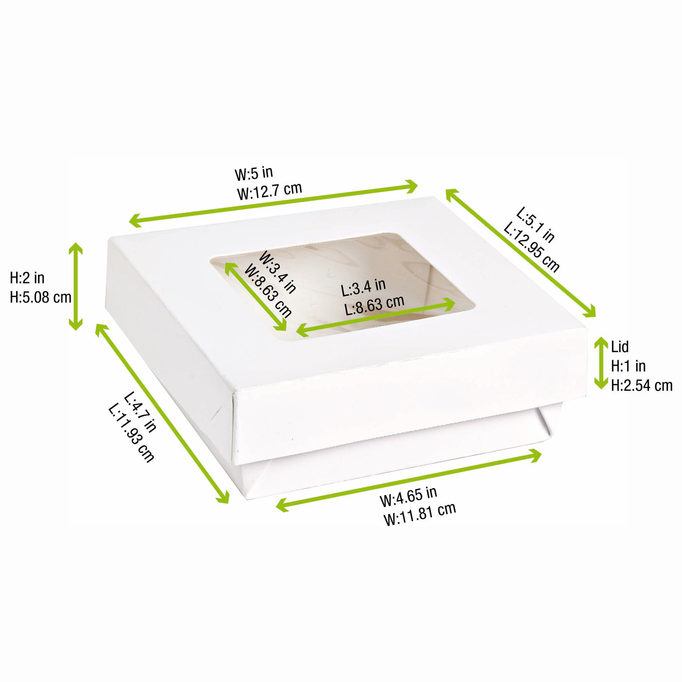 Kray Boxes With PET Window Lid - 24oz 4.7 X 4.7 X 2in - 250 Pcs (Avail. Kraft or White)
