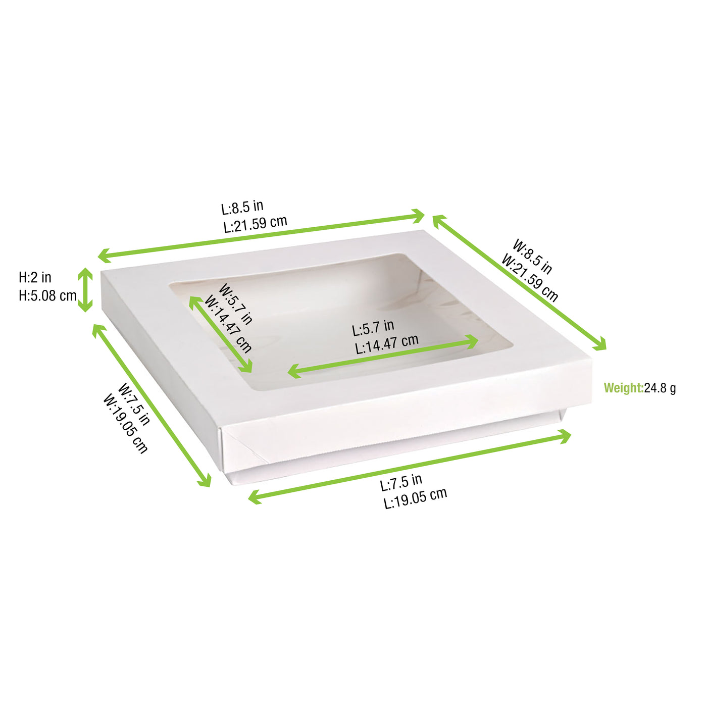 Kray Boxes With PET Window Lid - 60oz 7.1 X 7.1 X 2in - 200 Pcs (Avail. Kraft or White)