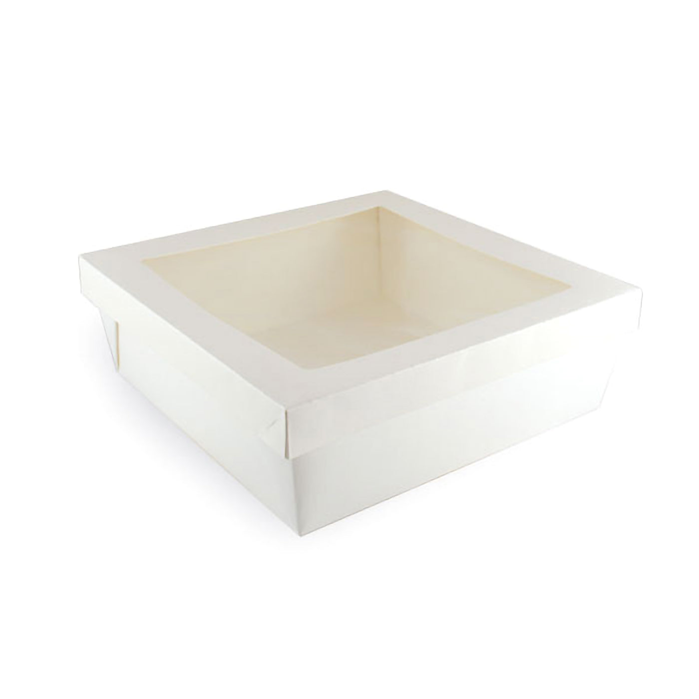 White Kray Boxes With PET Window Lid - 132oz 8.7 X 8.7 X 3.2in - 100 Pcs