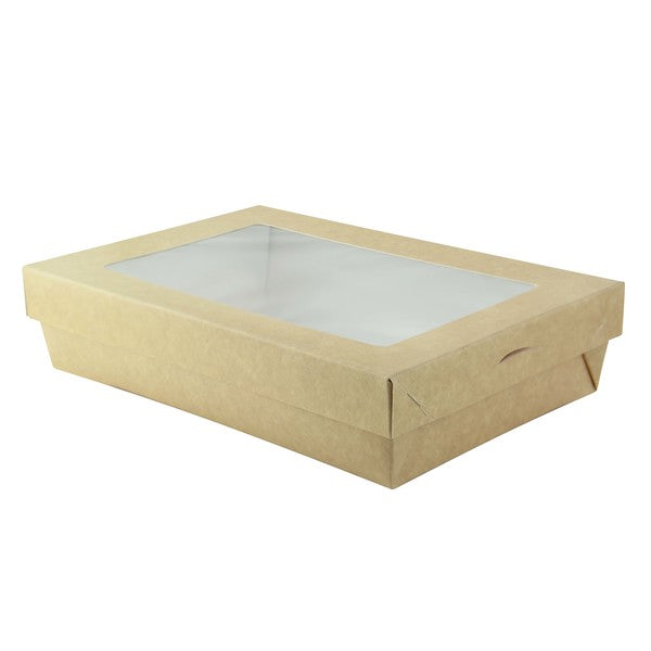 Bakeable Kraft Kray Box With PET Lid - 50oz 8.9 X 6.1 X 2in Up To 440F(Base Only) - 100 Pcs