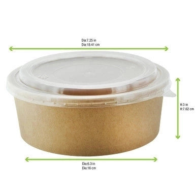 40 oz Round Kraft Salad Bowl with PP Lid Included – 200/Case