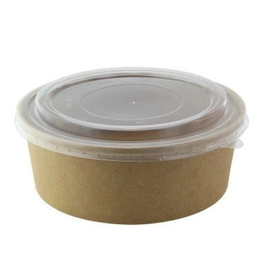 40 oz Round Kraft Salad Bowl with PP Lid Included – 200/Case