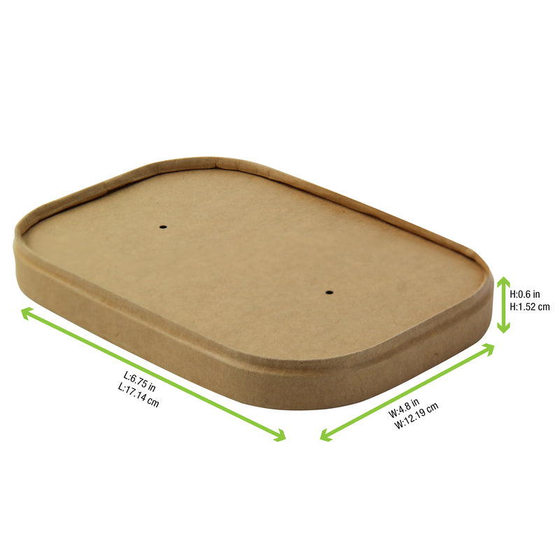 Rectangular Kraft Lid With Lamination For The 210PCREC Range - L:6.8in W:4.8in H:0.4in - 200 Pcs