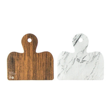 Disposable Charcuterie Board – 5" x 5" Wood & Marble Print Cardboard Serving Plank