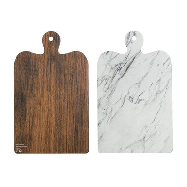 Disposable Charcuterie Board – 11.6" x 7.1" Wood & Marble Print Cardboard Serving Plank