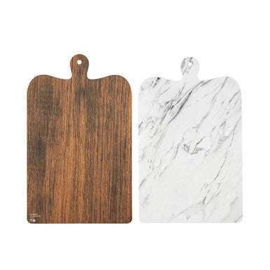 Disposable Charcuterie Board – 15.6" x 9.6" Wood & Marble Print Cardboard Serving Plank
