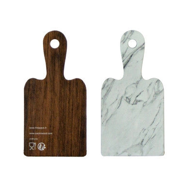 Disposable Charcuterie Board – 3.9" x 2" Wood & Marble Print Cardboard Serving Plank