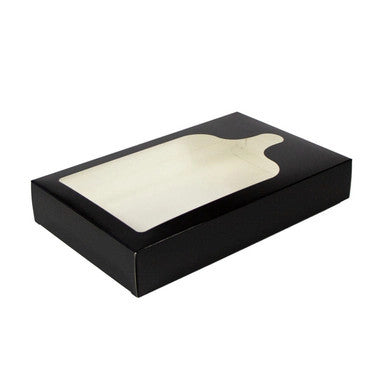 Black Charcuterie Box with Window – 11.8" x 7.5" x 2" Grab & Go Box for Serving Planks