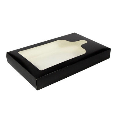 Black Charcuterie Box with Window – 15.7" x 9.8" x 2" Grab & Go Box for Serving Planks