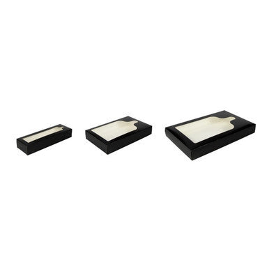 Black Charcuterie Box with Window – 11.8" x 7.5" x 2" Grab & Go Box for Serving Planks