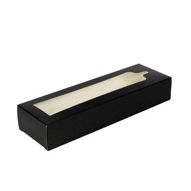 Black Charcuterie Box with Window – 11.8" x 3.7" x 2" Grab & Go Box for Serving Planks