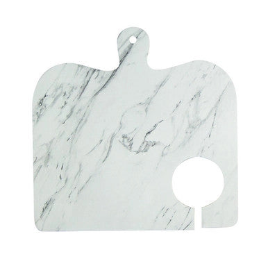 Disposable Charcuterie Board with Handle – 11" x 11" Wood & Marble Print Cardboard Serving Plank