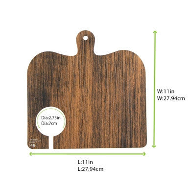 Disposable Charcuterie Board with Handle – 11" x 11" Wood & Marble Print Cardboard Serving Plank