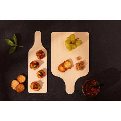 Wooden Tapas Serving Plank – 11.6" x 3.5" Disposable Wood Charcuterie Board