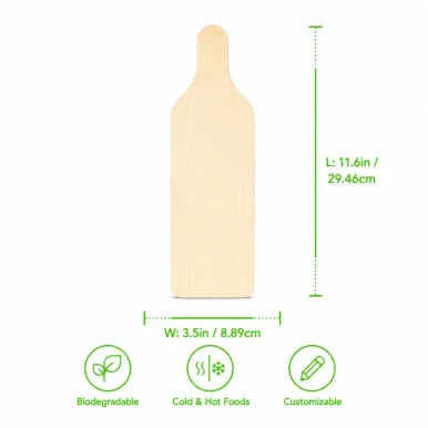 Wooden Tapas Serving Plank – 11.6" x 3.5" Disposable Wood Charcuterie Board